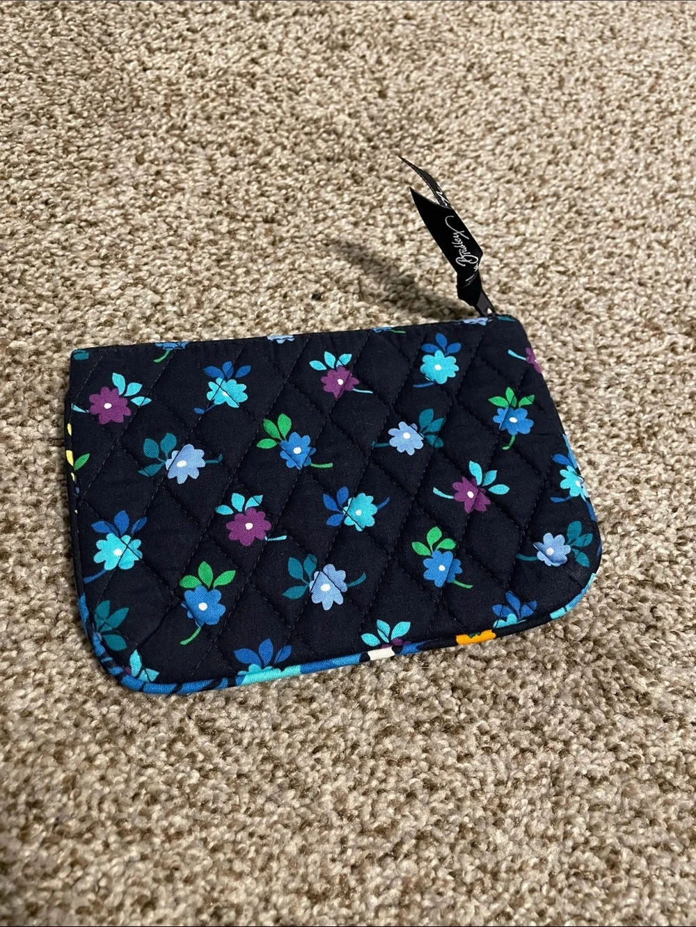 Vera Bradley Quilted Floral Pouch - Light Blue & Purple Flowers - Picture 3 of 4